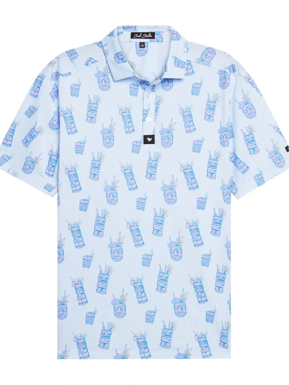 Bad Birdie Let's Get Tiki Golf Polo Men's Medium Performance Stretch Blue